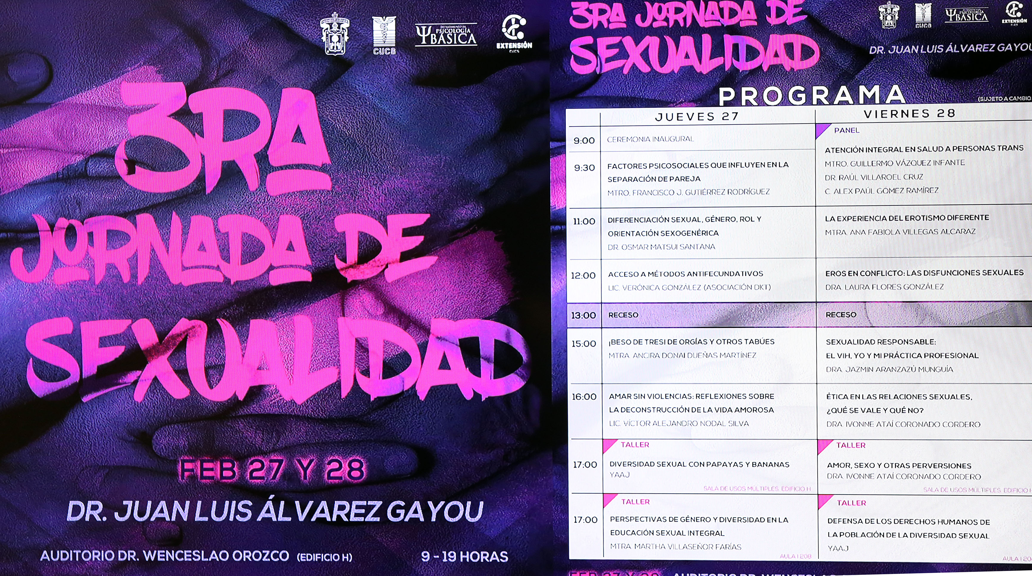 Cartel y programa de la 3ra. Jornada de Sexualidad