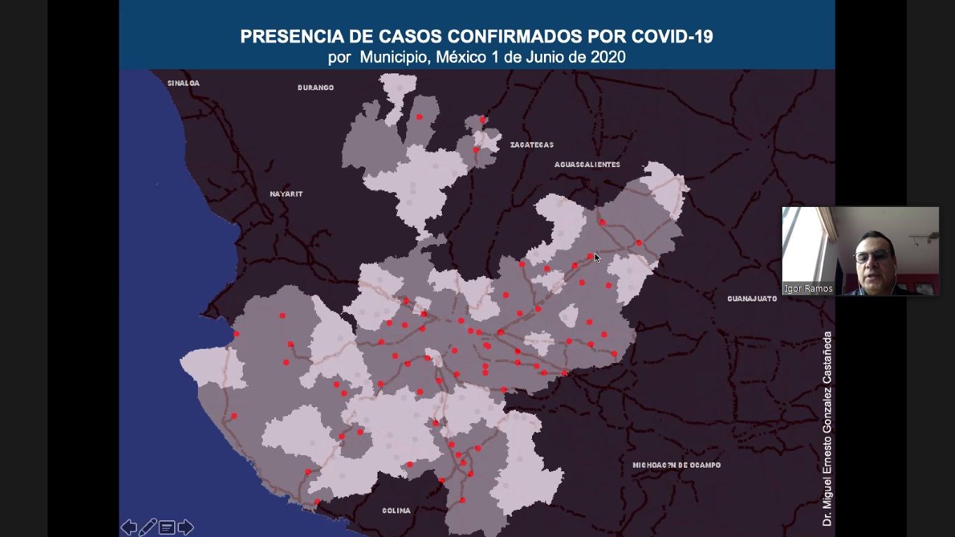 Mapa 1: Presencia de casos confirmador por COVID-19 por Municipio 1 de junio de 2020
