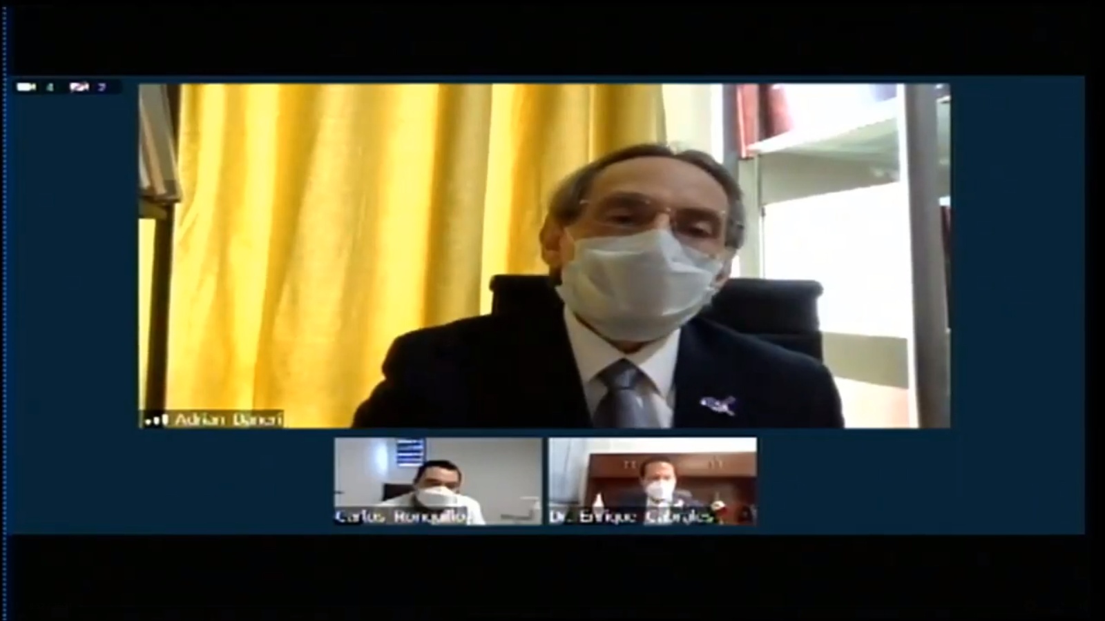 Captura de pantalla del Dr. Adrián Daneri, investigador del CUCS haciendo uso de la palabra
