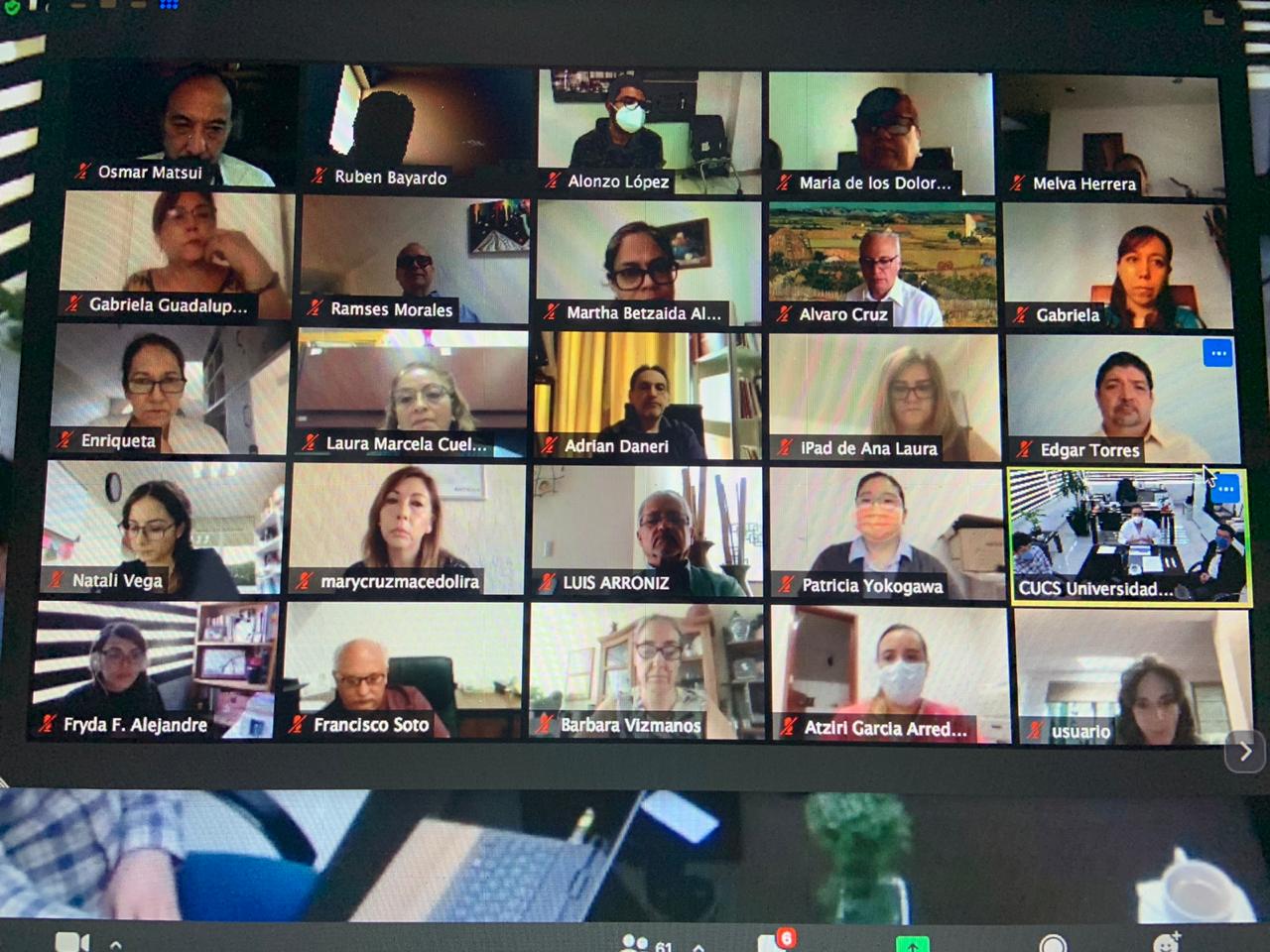 Captura de pantalla con todos los participanes en reunión virtual