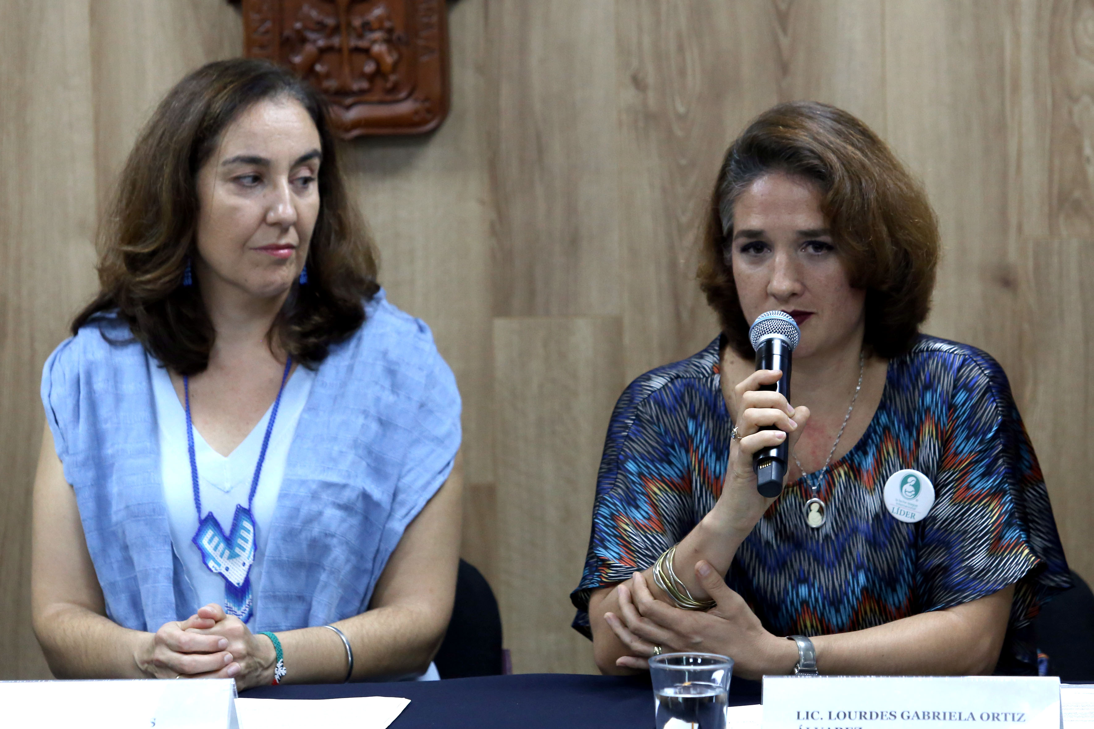 Lourdes Ortiz haciendo uso de la voz en rueda de prensa