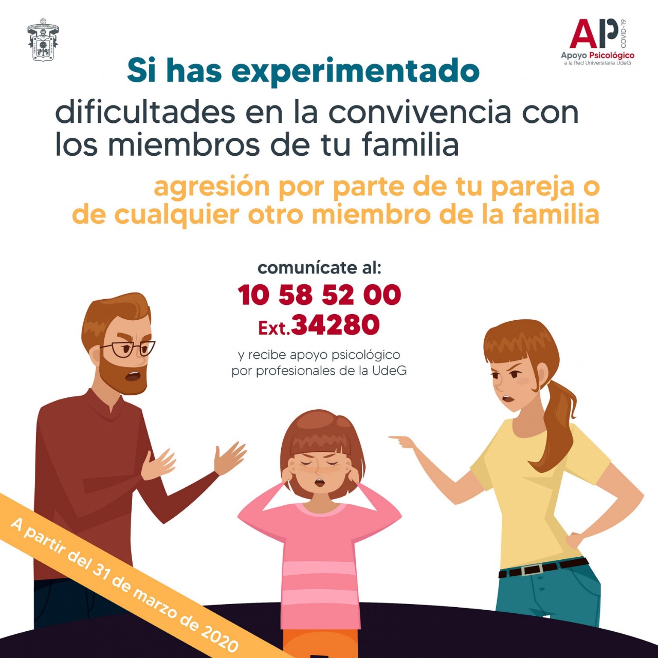 Banner promocional del Servicio de Apoyo Psicológico problemas familiares