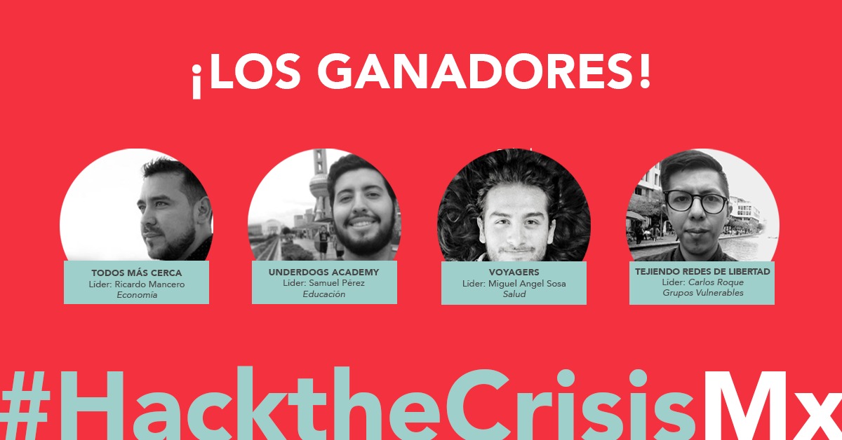 Banner de felicitación de los líderes de cada equipo ganador