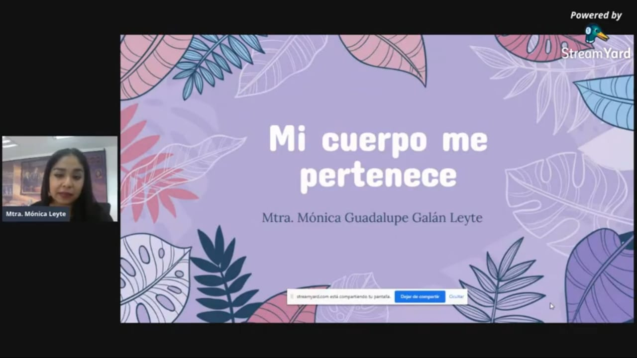 Captura de pantalla de Dra. Mónica Galán con diapositiva