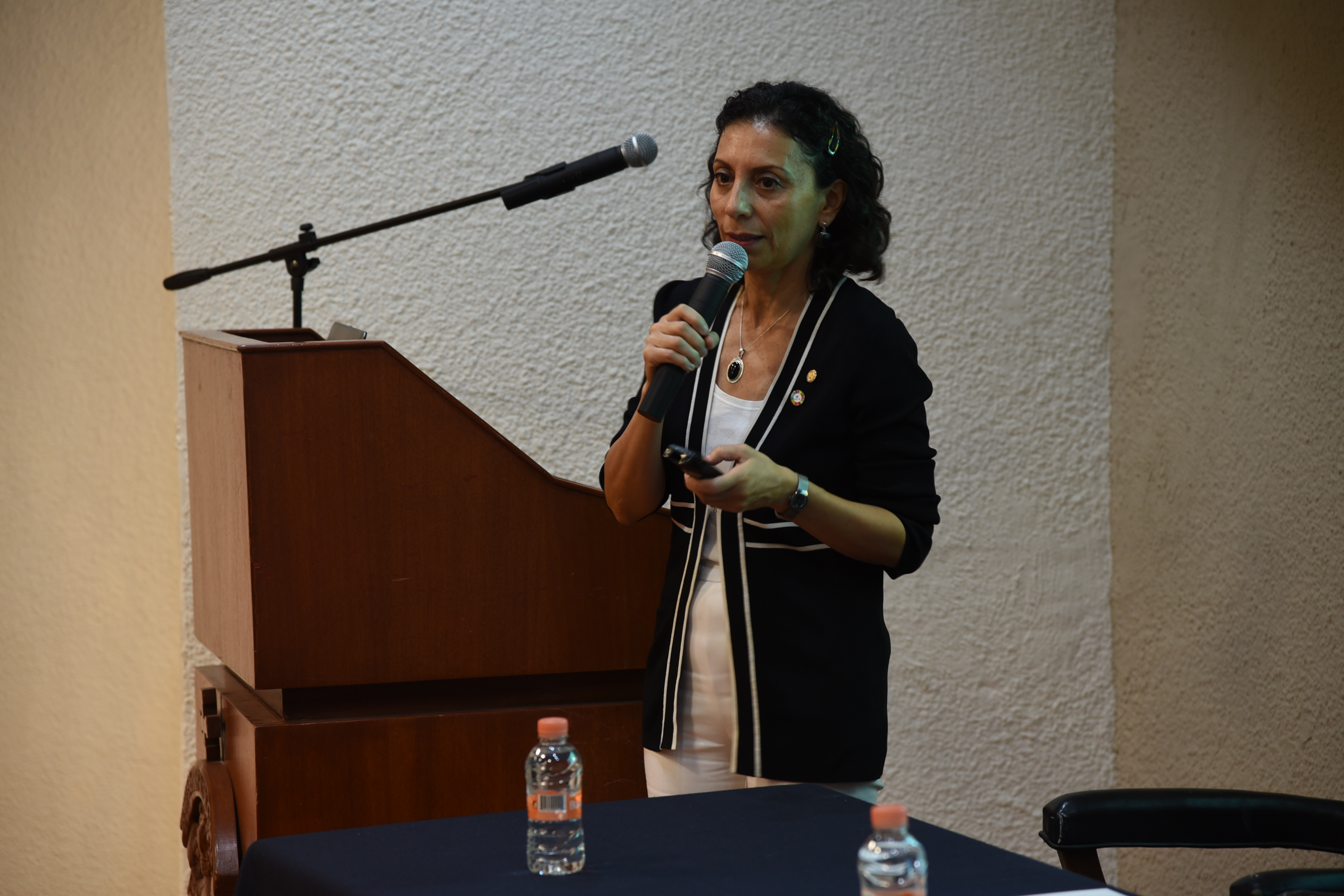 Asesora de la OMS impartiendo conferencia en Salud Pública