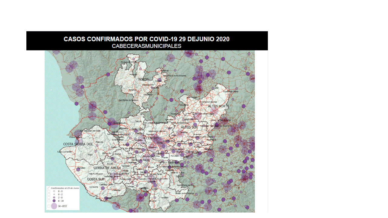 Casos confirmados por Covid-19 por cabeceras municipales