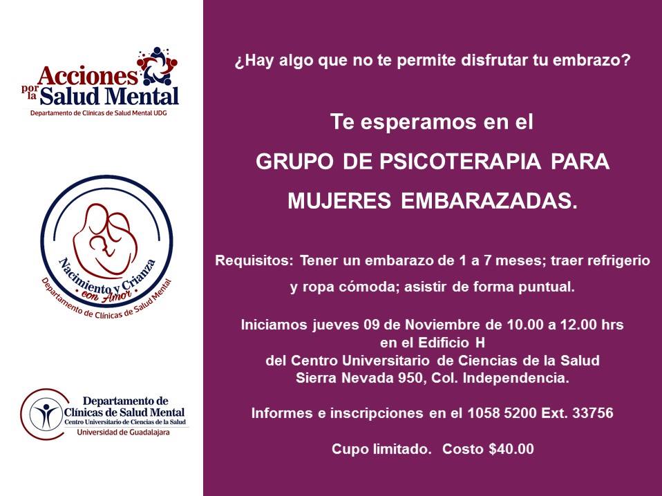 Cartel promocional Grupo de Psicoterapia para Mujeres Embarazadas 
