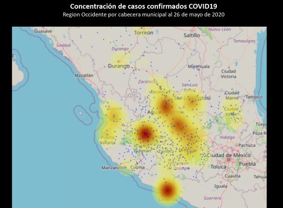 Mapa 1 Concentración de Casos Conirmadors de COVID-19 al 26 de mayo