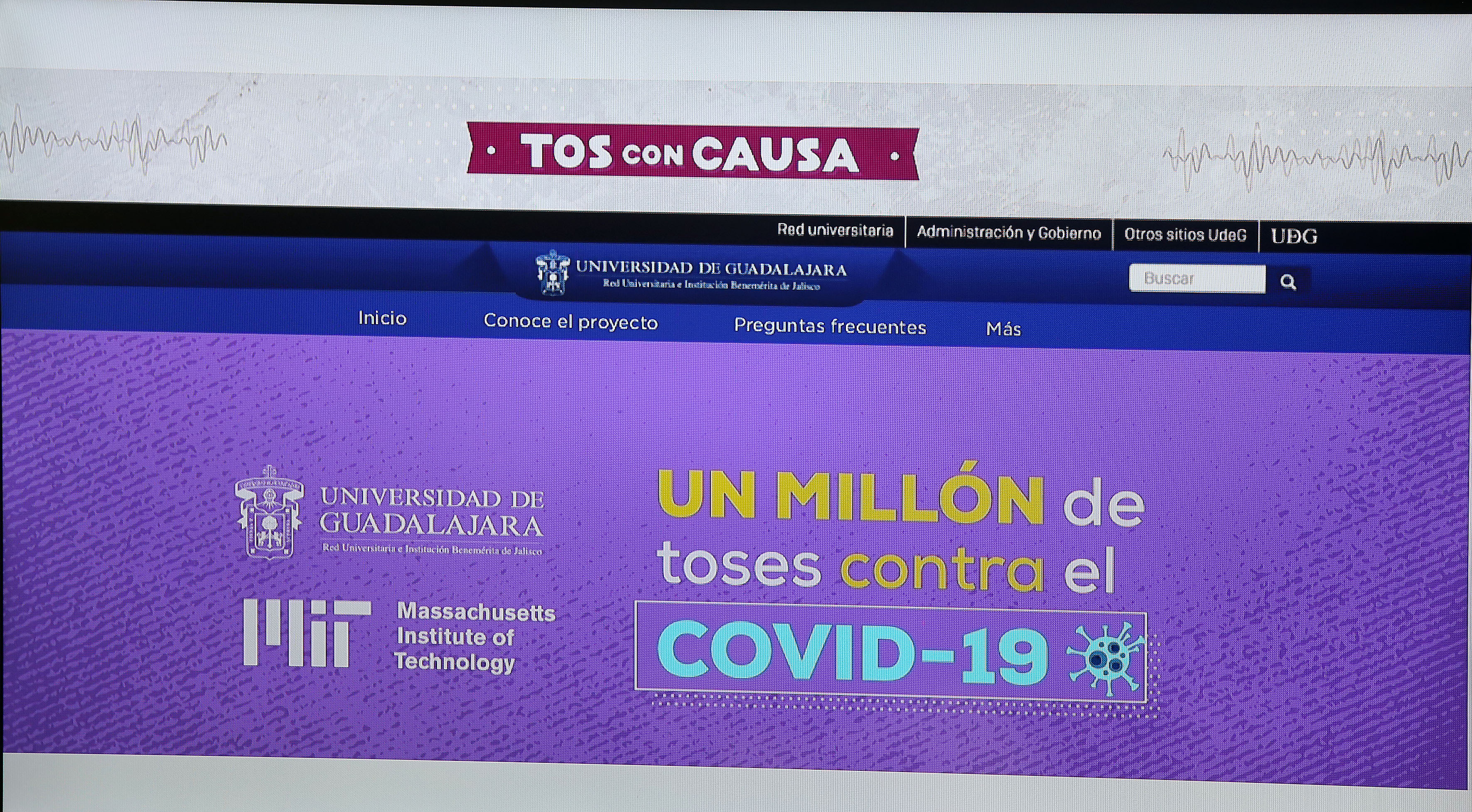 Imagen de la página Web del proyecto Tos con Causa