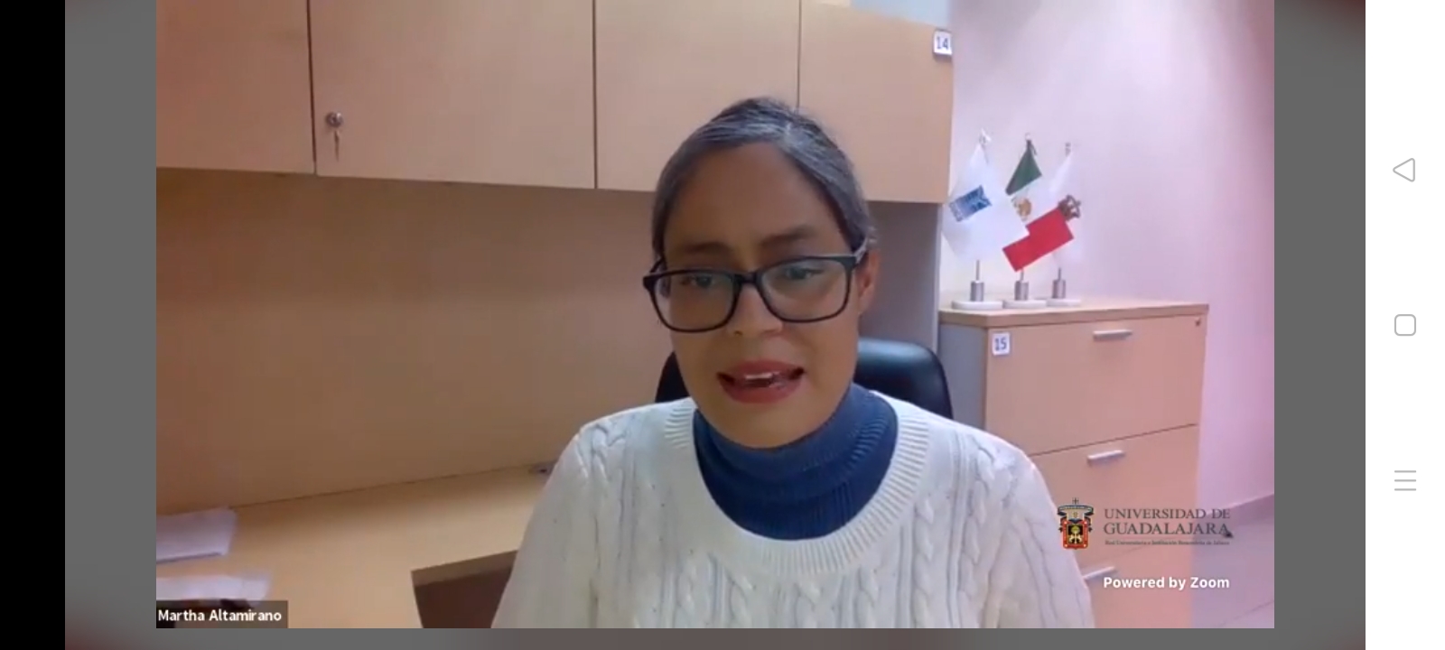 Coordinadora de la Licenciatura en Nutrición en su mensaje de bienvenida al Webinar