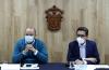Rector General y Rector del CUCS en rueda de prensa