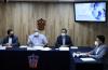 Integrantes del presídium en la rueda de prensa
