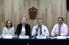 Integrantes del presídium en la rueda de prensa